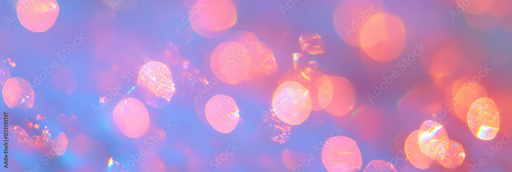 Poster Blurred texture of ice crystals illuminated with soft light reflections and delicate bokeh patterns