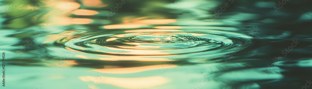 Poster blurred water reflections with soft green and brown tones in a tranquil setting