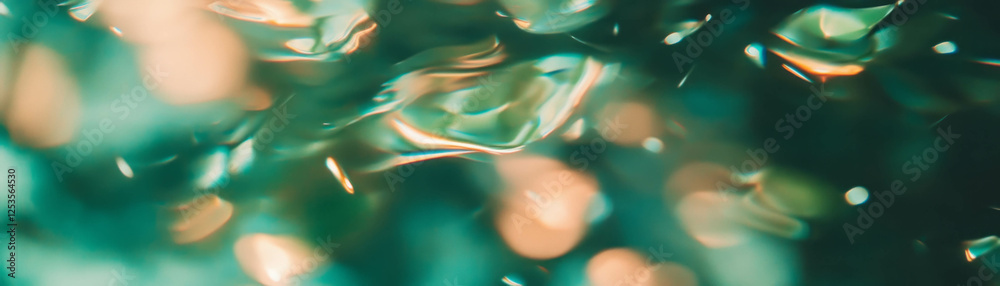 Aufkleber blurred water surface reflecting soft green and brown tones in a serene environment
