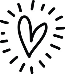 Doodle cute glitter pen line element. Doodle heart, arrow, star, sparkle decoration symbol icon. Simple sketch line style emphasis, attention, pattern element. Vector illustration