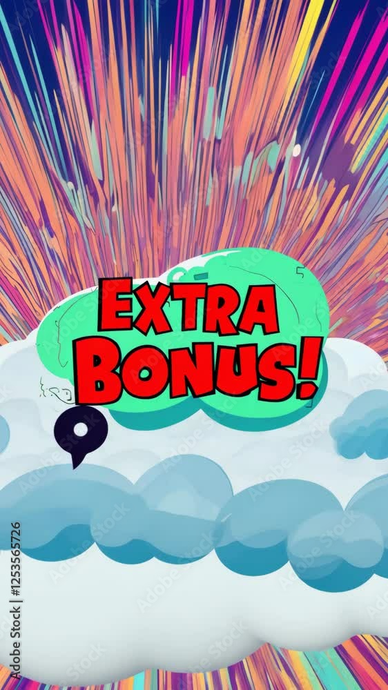 Poster A colorful background with the words extra bonus written in red. The background is filled with a lot of different colors and shapes