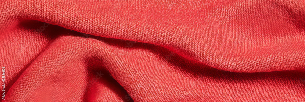 Poster bright red cotton fabric with smooth texture for creative projects and designs