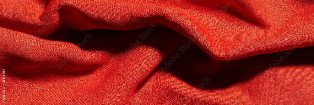 Aufkleber Bright red cotton fabric in smooth texture and plain weave for creative projects and design