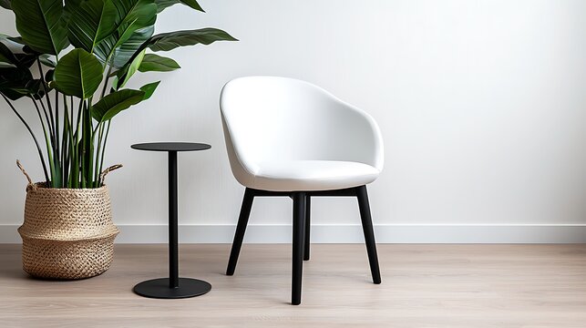 White Armchair and Side Table in Modern Living Room