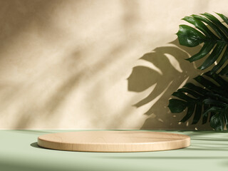 Modern Podium Background with Tropical Plant