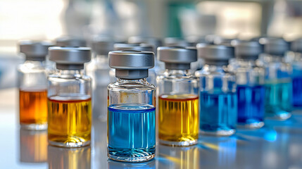 A visionary representation of medical innovation--vaccine development advancing to safeguard lives, bringing a sense of security and peace to the world. 