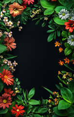 Colorful Spring Elementss Frame Border Background - Space for Text	