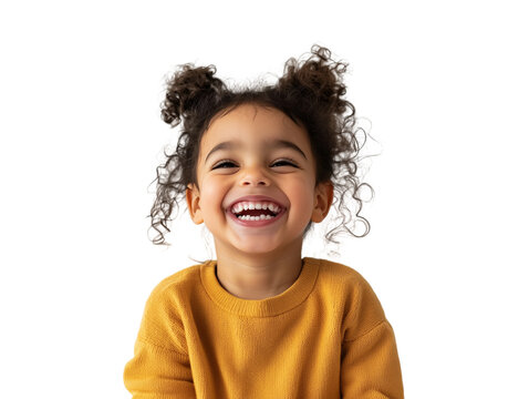 Portrait of happy little kid laughing,PNG,clipart,transparent background,copy space,web banner.