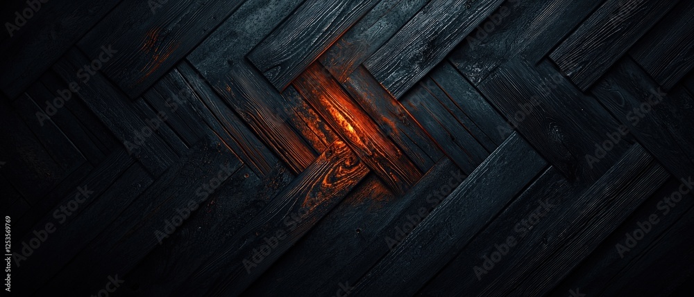 Canvas Prints dark gray wooden wall with diagonal chevron pattern and subtle warm glow creating a rich textural ba
