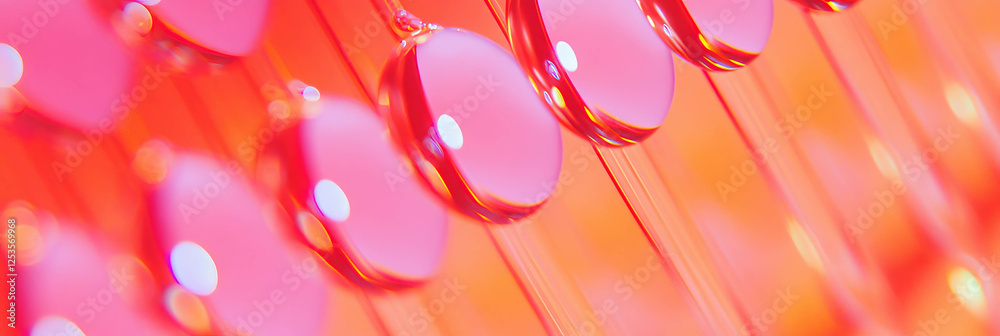 Poster droplets arranged in a uniform grid on a bright background for creative projects
