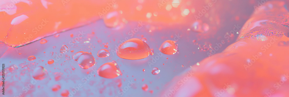 Poster droplets forming unique patterns on a cold surface against a bright backdrop