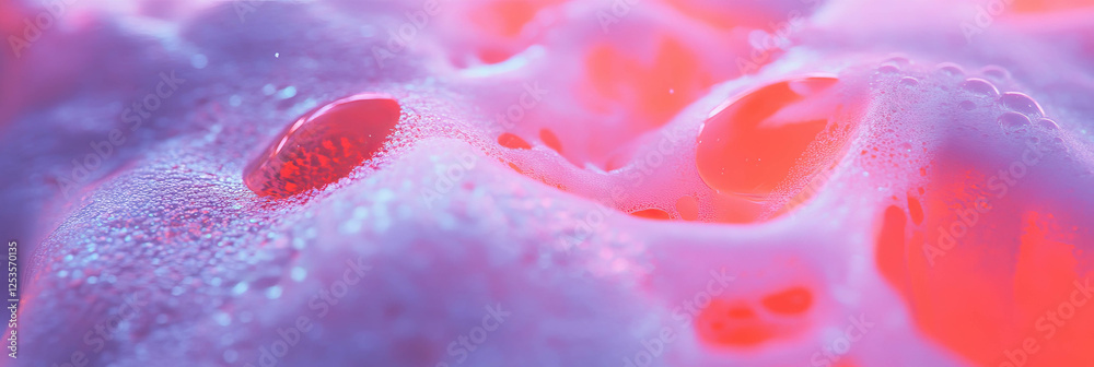 Poster droplets condensing on a cold surface create beautiful patterns against a vibrant background
