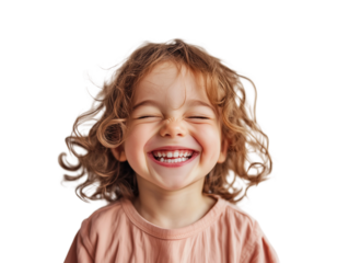 Portrait of happy little kid laughing,PNG,clipart,transparent background,copy space,web banner.