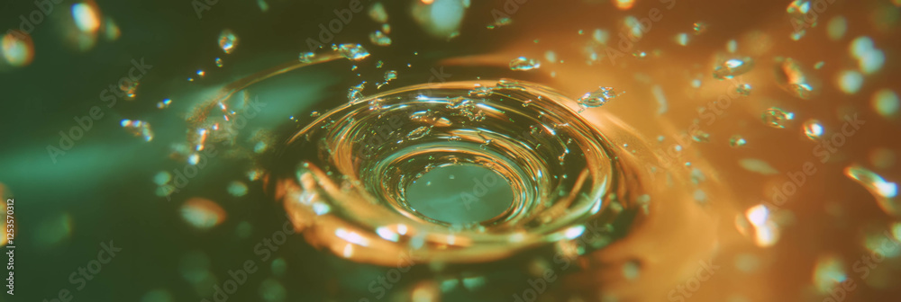 Poster Droplets create a mesmerizing spiral pattern in vibrant colors for striking visual appeal