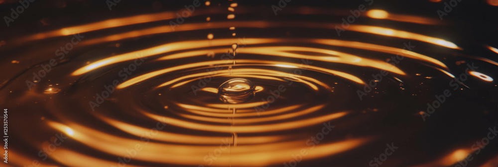 Aufkleber Droplets create concentric circles on a bright background with varying sizes and densities