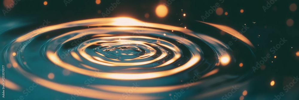 Aufkleber droplets create vivid concentric circles on a bright background