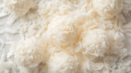 Delicious Coconut Balls Close-up, White Sweet Treats Confectionery