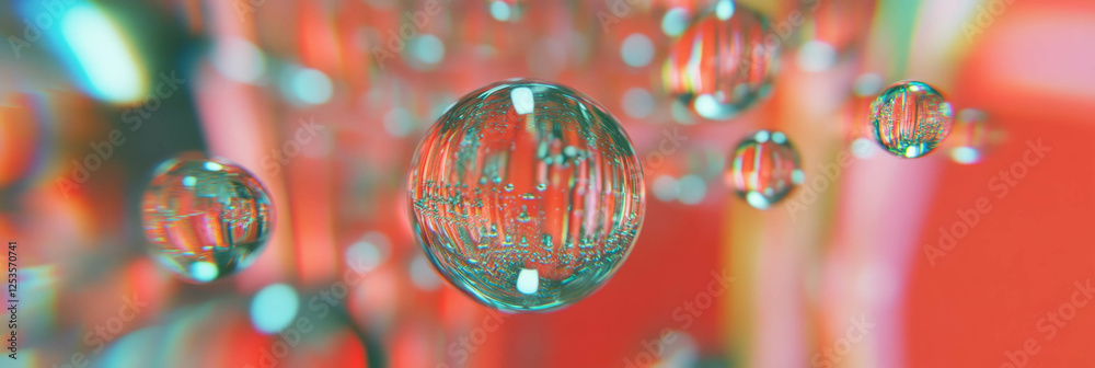 Poster Droplets create varied geometric patterns against a vivid background for banners
