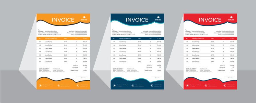 Attractive and modern business invoice design template