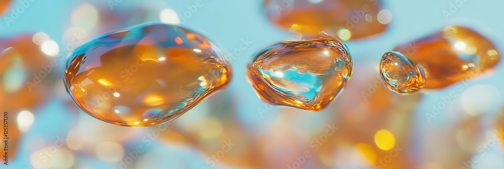 Poster droplets on a light surface create gentle shadows and tonal variations for bright backgrounds