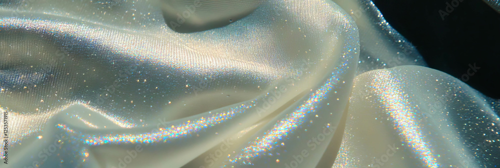 Poster droplets glistening on textured fabric create a striking visual with bright background