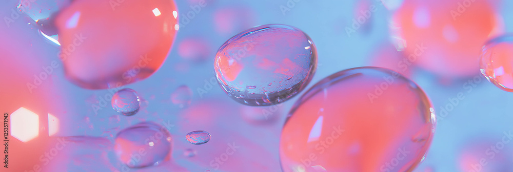Aufkleber droplets on textured glass surface with varied sizes and bright background for banner design