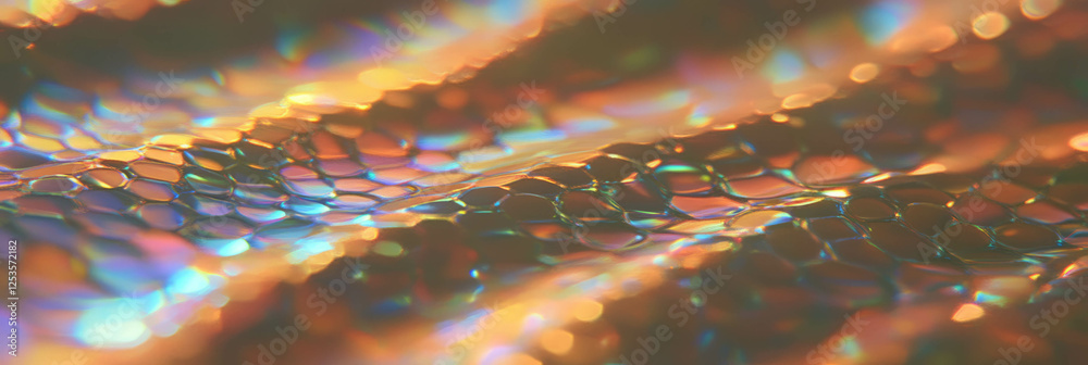 Poster droplets on textured metal surface create captivating reflections and lights