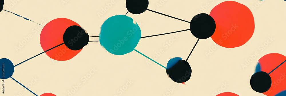 Leinwandbilder Dynamic network of interconnected lines and shapes highlighting collaboration and teamwork