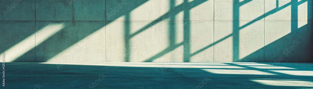 Poster Exploring the ambiance of an empty room with dramatic shadows and textured surfaces