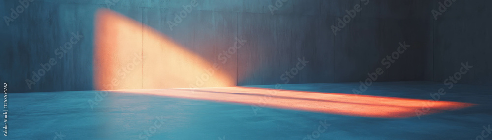 Poster Soft light illuminating an empty room with textured walls and floor