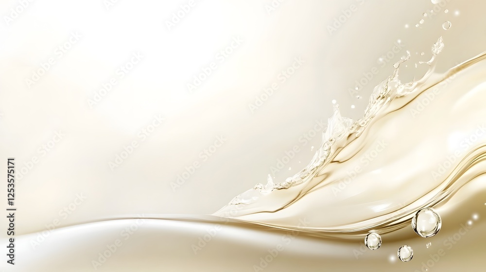 Aufkleber Elegant and flowing liquid splash in soft neutral tones creating an abstract conceptual and serene background  The image features smooth luminous