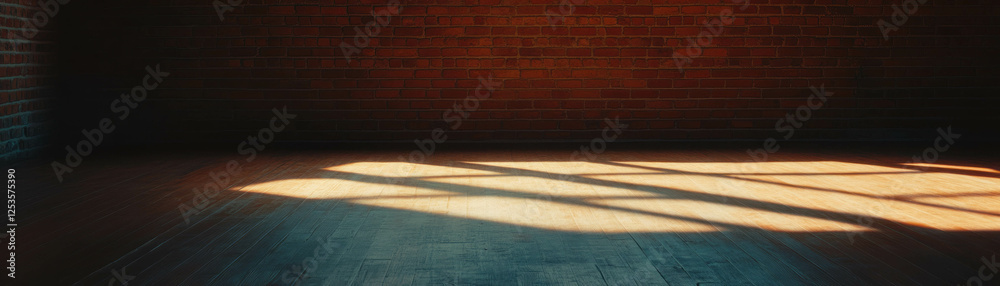 Aufkleber Soft diffused lighting in a tranquil empty room with textured brick walls