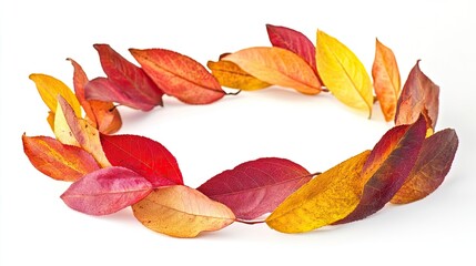 Frame of colorful autumn leaves isolated on white background