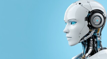 Robot immersed in music, a futuristic icon of artificial intelligence and sound technology