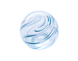 Transparent blue glass sphere on transparent background