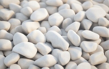 Fototapeta premium Soft white pebbles with smooth surfaces in a natural arrangement for a calming stone composition