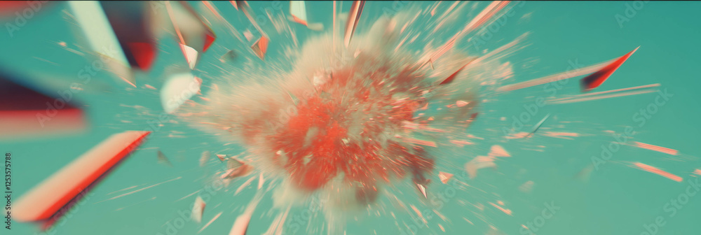 Aufkleber Explosive starburst patterns create dynamic visual force in bright backdrop