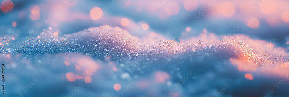 Poster floating icy shards and swirling snow create a dreamy winter landscape with soft lighting