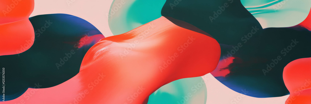 Poster Flowing organic shapes create vibrant patterns in a bright and dynamic background