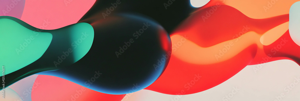 Poster Flowing organic shapes with smooth transitions in bright background create natural movement