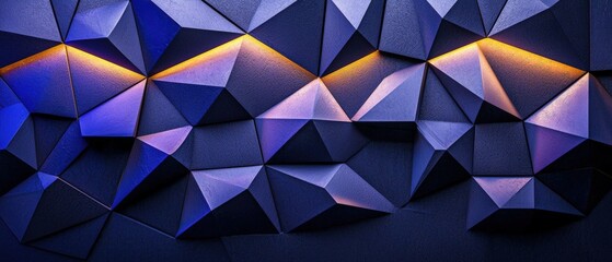 Obraz premium Geometric Pattern of Black Metal Wall with Cool Blue and Subtle Lighting in Abstract Design