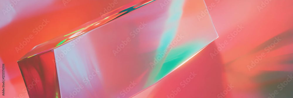 Poster fragmented geometric shapes burst with impact against a bright background