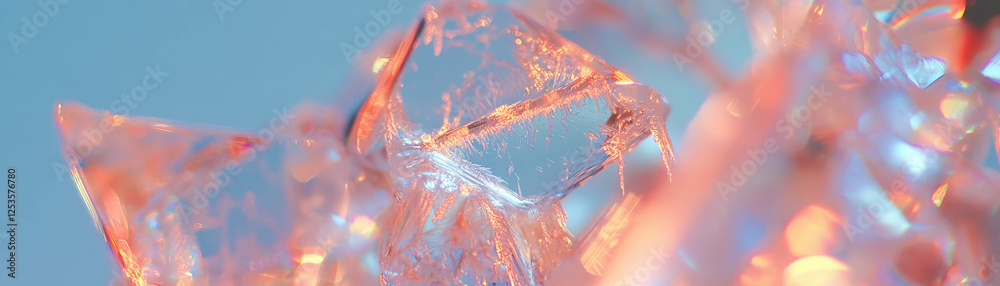 Poster intricate frost patterns showcase delicate crystal structures on glass with bright background