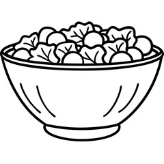 Minimalist Salad Bowl Line Art Vector Design