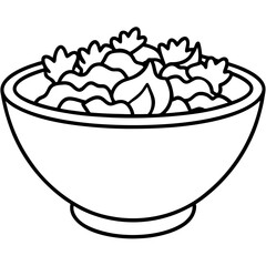 Minimalist Salad Bowl Line Art Vector Design