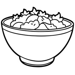 Minimalist Salad Bowl Line Art Vector Design