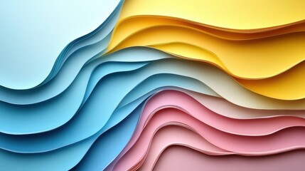 Obraz premium Abstract Waves of Colorful Paper Layers in Soft Pastel Tones Creating a Textured Design