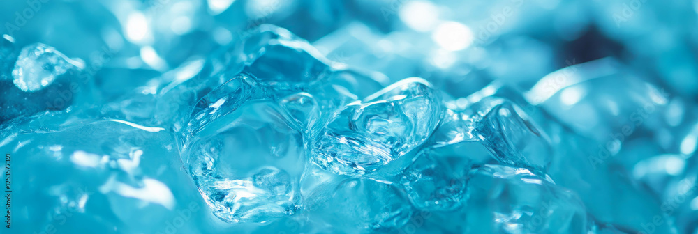 Poster frozen waterfalls create abstract ice sculptures in a vibrant backdrop