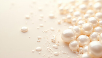 Elegant Pearls in Creamy Color. AI Generation.