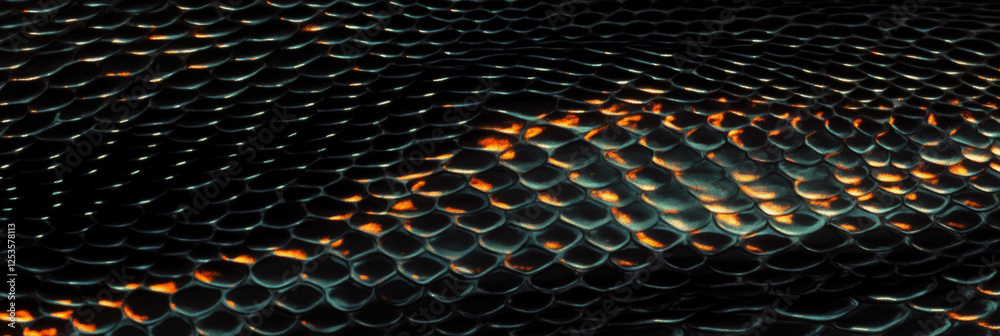 Poster Hand-drawn snake skin pattern with varied scale sizes for unique visual appeal in design